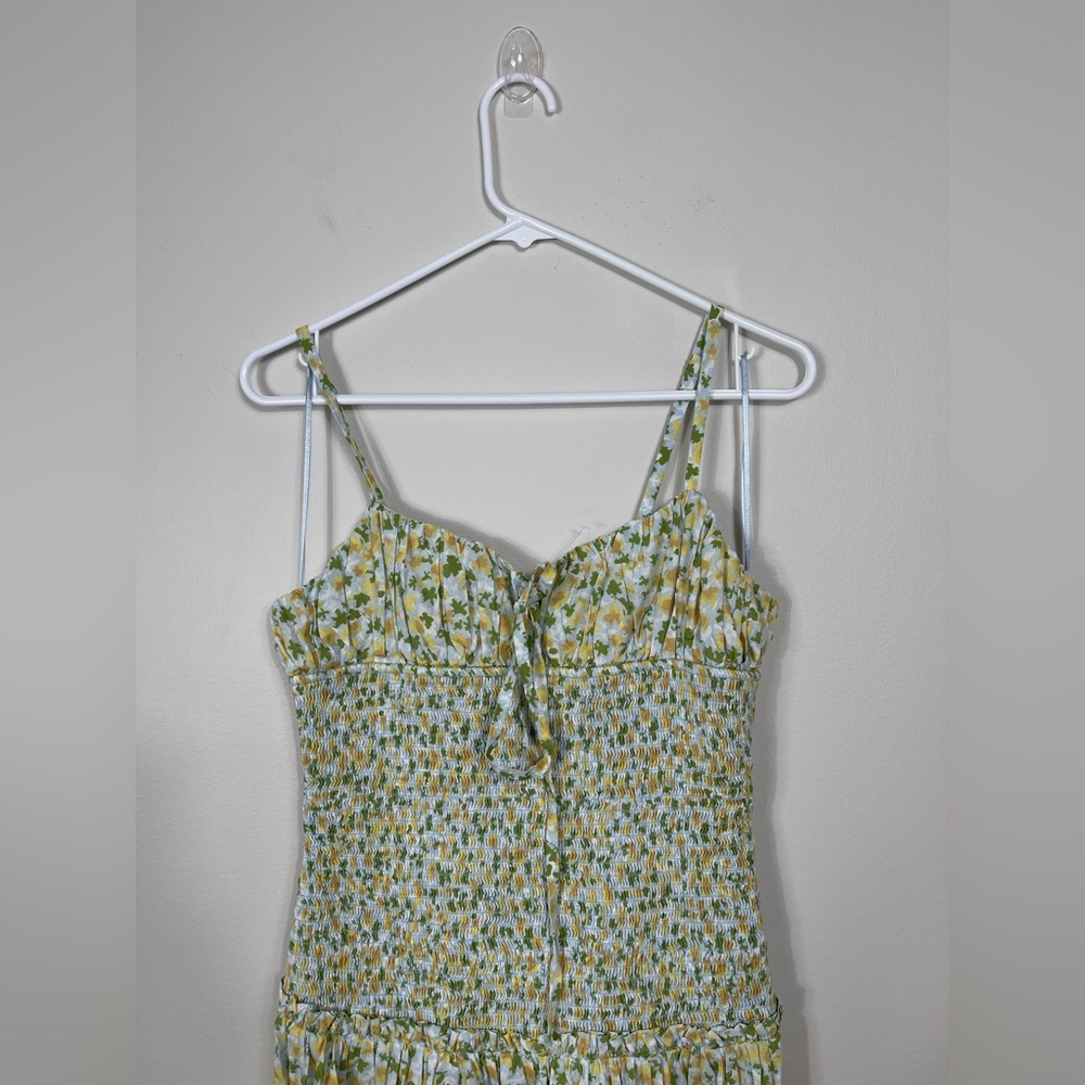 Free People Floral Midi Dress Smocked Sundress Summer Beach Cotton Size M - Picture 4 of 16